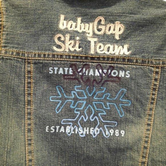 Baby GAP Infant Toddler Denim Blue Jean  Jacket Size 18-24M ski team pre-owned - Picture 3 of 4